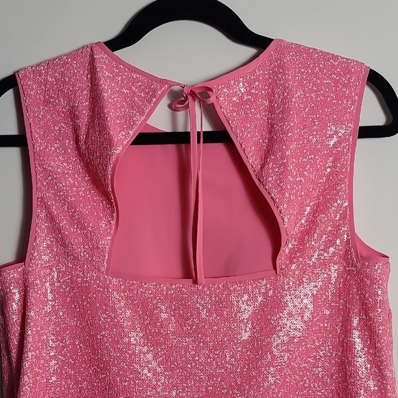 RACHEL ROY Addie Pink And White Speckled Sequin Sleeveless Top Size Medium - Picture 11 of 14